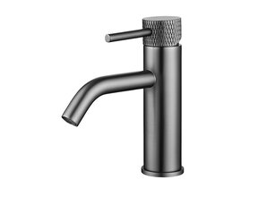 Wiesbaden Ribbd wastafelkraan Gun Metal Laag - 29.5304
