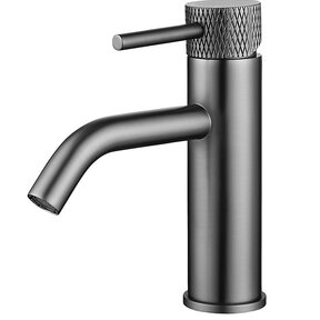 Wiesbaden Ribbd wastafelkraan Gun Metal Laag - 29.5304