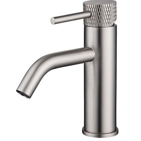 Wiesbaden Ribbd wastafelkraan Geborsteld Staal Laag - 29.5302