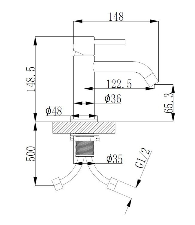 Wiesbaden Wastafelkraan Styl Mat Zwart Laag 15cm - 29.1611