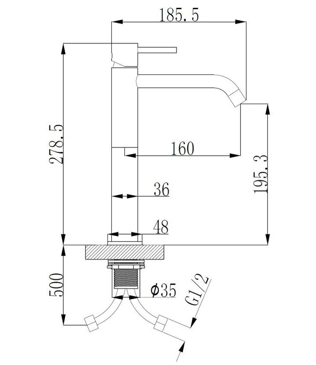 Wiesbaden Wastafelkraan Styl XL Chroom Hoog - 29.1620