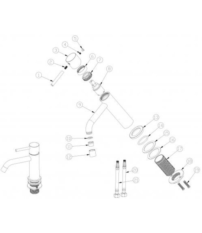 Wiesbaden Wastafelkraan Styl XL Geborsteld Koper Hoog - 29.1623