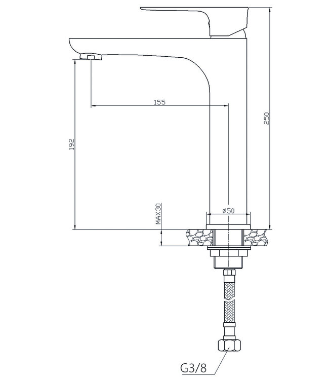 Wiesbaden Wastafelkraan Casma XL Wit / Chroom Hoog - 29.4271