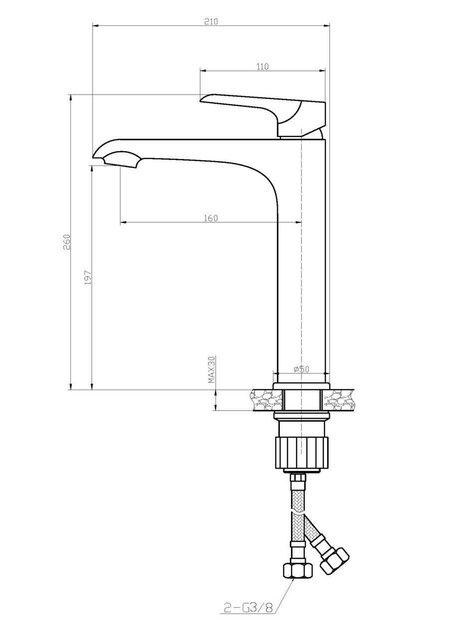 Wiesbaden Wastafelkraan Tarma XL Wit  / Chroom Hoog - 29.4256