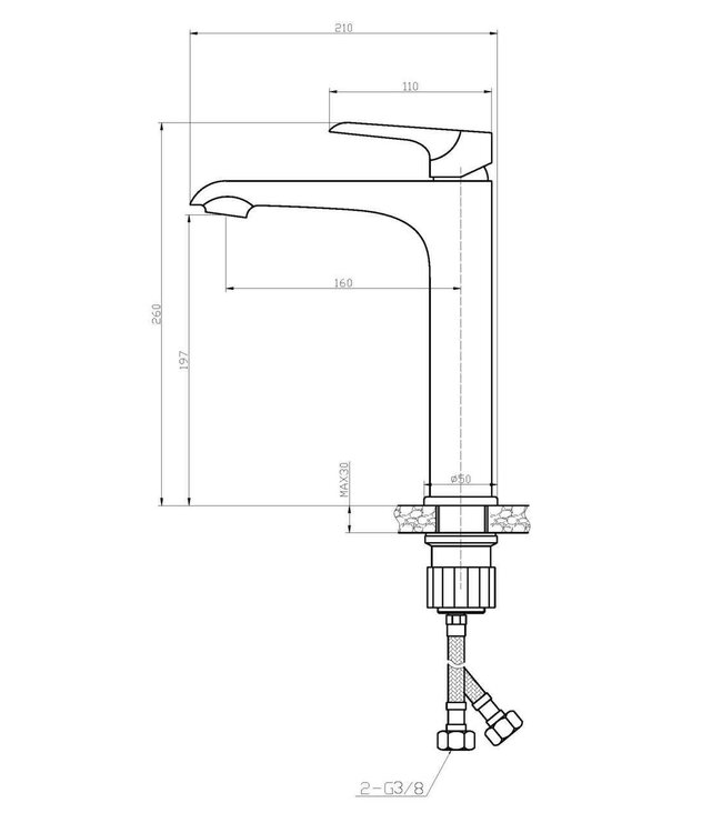 Wiesbaden Wastafelkraan Tarma XL Chroom Hoog - 29.4255