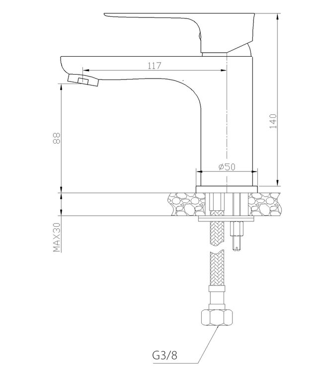 Wiesbaden Wastafelkraan Casma Chroom Laag - 29.4265