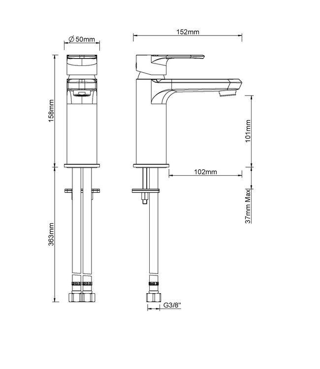 Wiesbaden Wastafelkraan Trop Chroom Laag - 29.3520