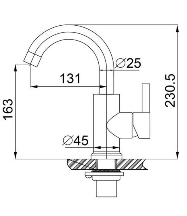 Wiesbaden Wiesbaden Wastafelkraan Wes RVS - 304 met draaibare uitloop - 24.3712
