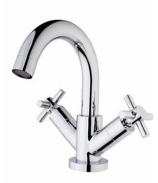 Wiesbaden Wiesbaden Cross 2-knops wastafelkraan chroom met draaibare uitloop - 24.4130