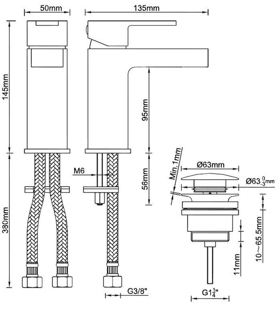 Wiesbaden Salas wastafelkraan Chroom met Waste - 29.3953