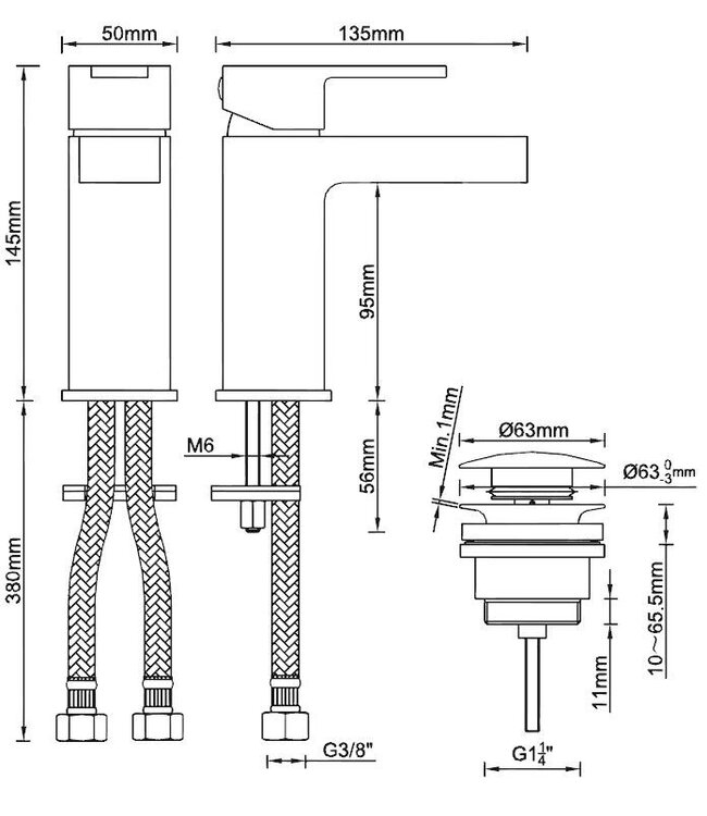 Wiesbaden Salas wastafelkraan Chroom met Waste - 29.3953