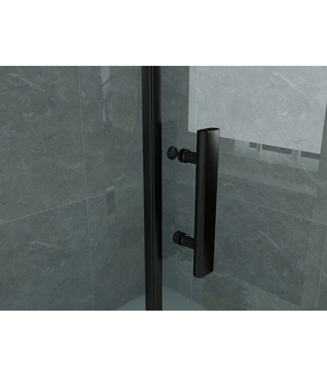 ALONI Douchecabine Galonero 80x80 Mat Zwart Draaideur 6mm Veiligheidsglas Anti-kalk 190cm