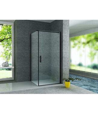 ALONI Douchecabine Galonero 80x80 Mat Zwart Draaideur 6mm Veiligheidsglas Anti-kalk 190cm