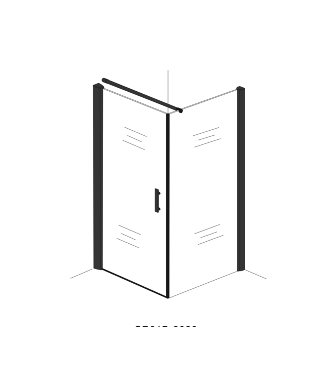 Douchecabine Galonero 90x90 Mat Zwart Draaideur 6mm Veiligheidsglas Anti-kalk 190cm