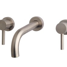 Wiesbaden Inbouw wastafelkraan Caral Geborsteld Staal 2-knops - 29.4125