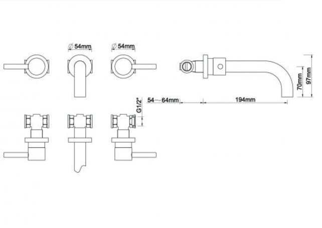 Wiesbaden Inbouw wastafelkraan Caral Chroom 2-knops - 29.4115 Wiesbaden Inbouw wastafelkraan Caral Chroom 2-knops - 29.4115