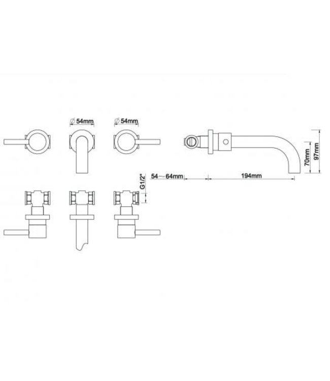 Wiesbaden Inbouw wastafelkraan Caral Chroom 2-knops - 29.4115