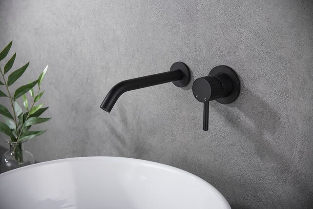 Wiesbaden Inbouw wastafelkraan Ribbd Mat Zwart eenhendel - 29.5332