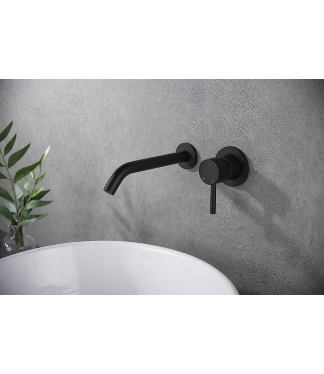 Wiesbaden Wiesbaden Inbouw wastafelkraan Ribbd Mat Zwart eenhendel - 29.5332