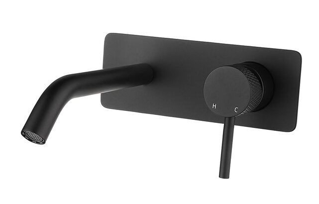 Wiesbaden Inbouw wastafelkraan Ribbd Mat Zwart eenhendel - 29.5332