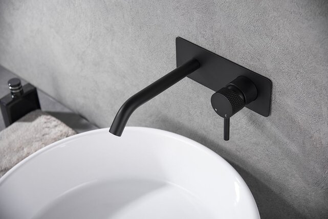 Wiesbaden Inbouw wastafelkraan Ribbd Mat Zwart eenhendel - 29.5332