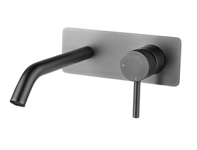Wiesbaden Inbouw wastafelkraan Ribbd Gunmetal met coldstart eenhendel - 29.5333