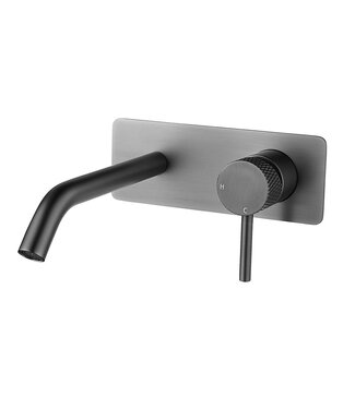 Wiesbaden Wiesbaden Inbouw wastafelkraan Ribbd Gunmetal met coldstart eenhendel - 29.5333