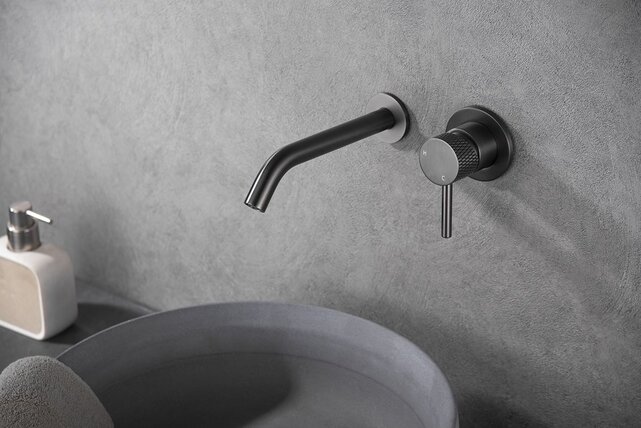 Wiesbaden Inbouw wastafelkraan Ribbd Gunmetal met coldstart eenhendel - 29.5333