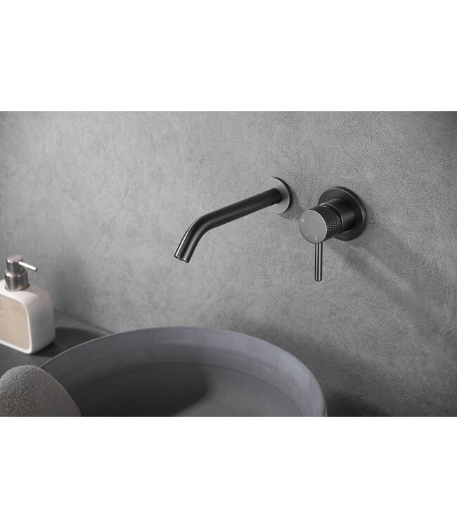 Wiesbaden Inbouw wastafelkraan Ribbd Gunmetal met coldstart eenhendel - 29.5333