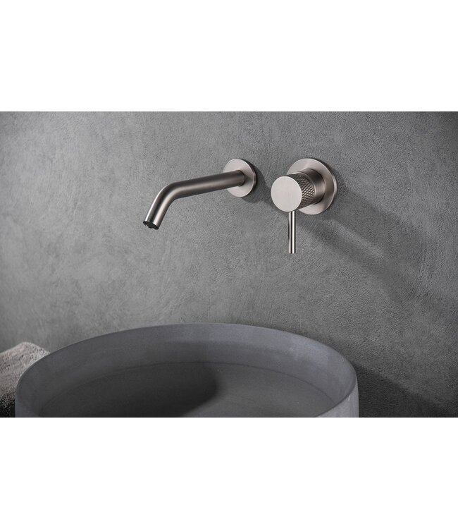 Wiesbaden Inbouw wastafelkraan Ribbd Geborsteld Staal eenhendel - 29.5331