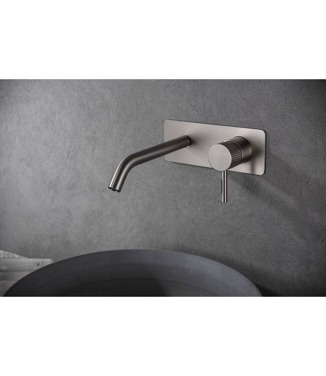 Wiesbaden Inbouw wastafelkraan Ribbd Geborsteld Staal eenhendel - 29.5331