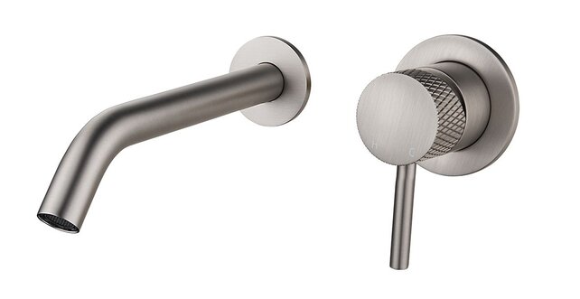 Wiesbaden Inbouw wastafelkraan Ribbd Geborsteld Staal eenhendel - 29.5331 Wiesbaden Inbouw wastafelkraan Ribbd Geborsteld Staal eenhendel - 29.5331