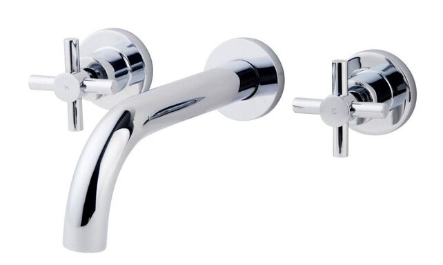 Wiesbaden Inbouw wastafelkraan Cross afbouwdeel Chroom 2-knops - 29.3112