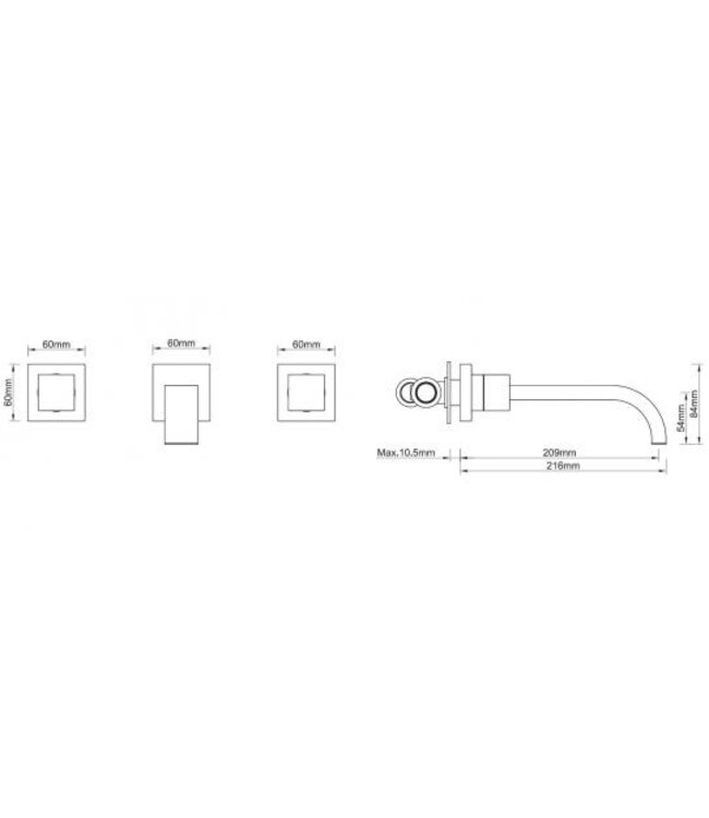 Wiesbaden Rombo inbouw wastafelmengkraan Chroom 2-knops - 29.4119