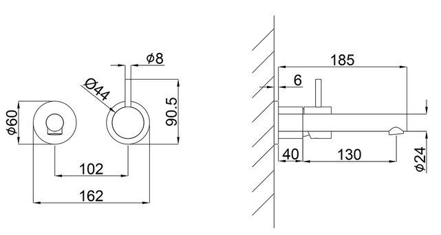 Wiesbaden inbouw wastafelkraan Style Chroom eenhendel - 29.1630