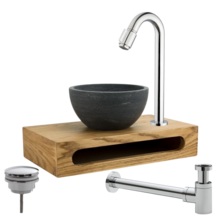 Parro Mini Toilet Fonteinset Victoria Chroom met Handdoekhouder hardsteen waskom 40x22x8cm