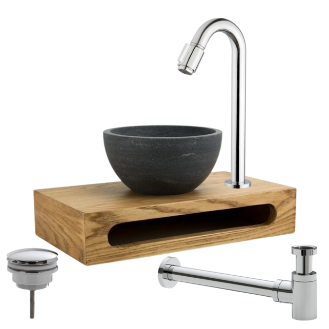Parro Mini Toilet Fonteinset Victoria Chroom met Handdoekhouder hardsteen waskom 40x22x8cm Parro Mini Toilet Fonteinset Victoria Chroom met Handdoekhouder hardsteen waskom 40x22x8cm