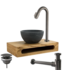 Parro Mini Toilet Fonteinset Victoria Gunmetal met Handdoekhouder hardsteen waskom 40x22x8cm