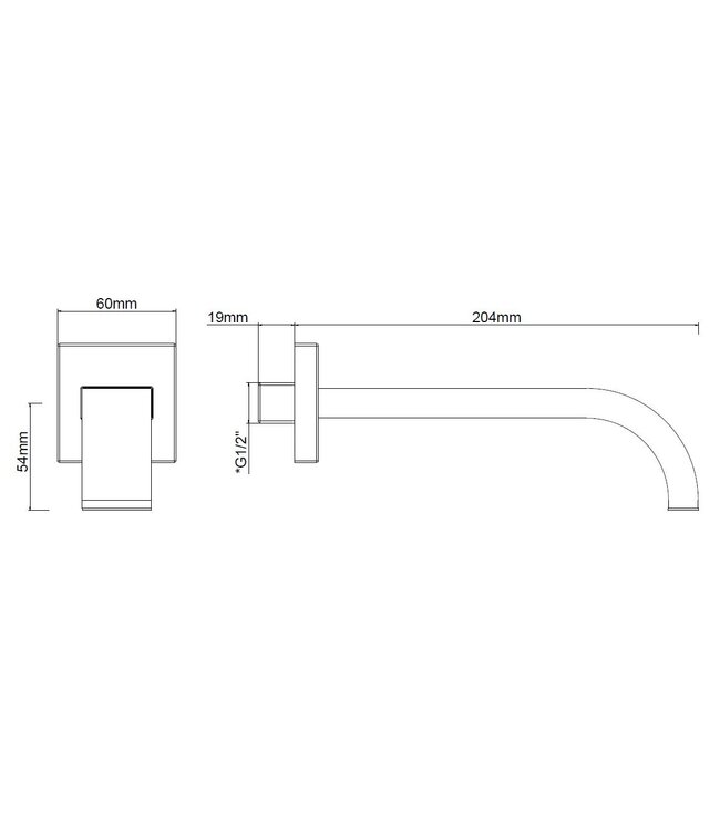 Wiesbaden Wiesbaden Rombo inbouw-uitloop 20cm Vierkant chroom - 29.3985
