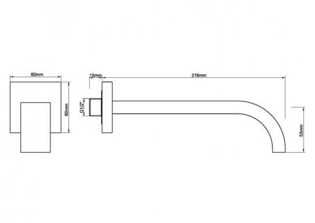Wiesbaden Rombo inbouw-uitloop 22 cm Vierkant Mat Zwart - 29.2985