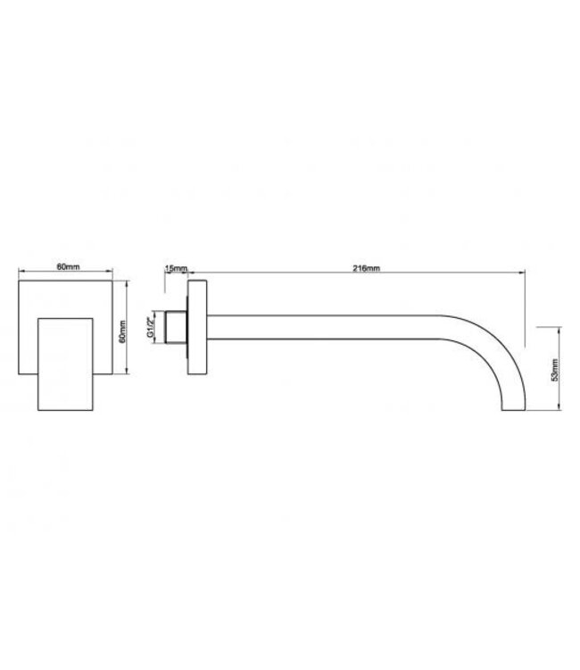 Wiesbaden Rombo inbouw-uitloop 22 cm Vierkant Mat Zwart - 29.2985