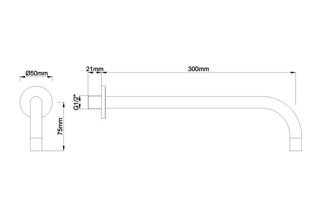 Wiesbaden Slim 18mm Uitloop Chroom 30cm 1/2" Rond - 29.4032 Wiesbaden Slim 18mm Uitloop Chroom 30cm 1/2" Rond - 29.4032