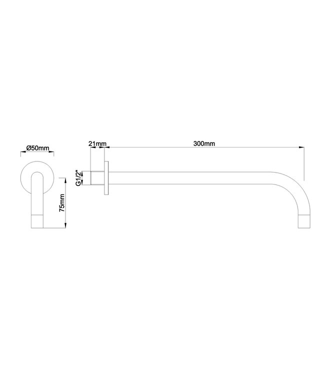 Wiesbaden Slim 18mm Uitloop Chroom 30cm 1/2" Rond - 29.4032