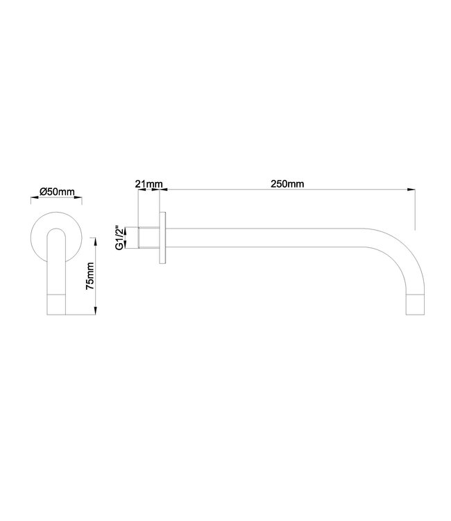 Wiesbaden Wiesbaden Slim 18mm Uitloop Geborsteld Staal 25cm 1/2" Rond - 29.4036
