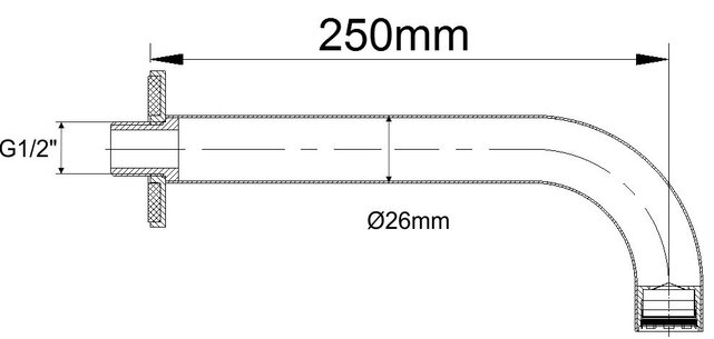 Wiesbaden Caral Inbouw Uitloop Chroom 25cm Rond 1/2" - 29.3945