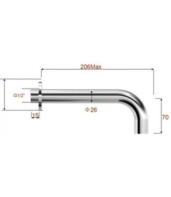 Wiesbaden Caral Inbouw Uitloop Gunmetal 20cm Rond 1/2" - 29.7984