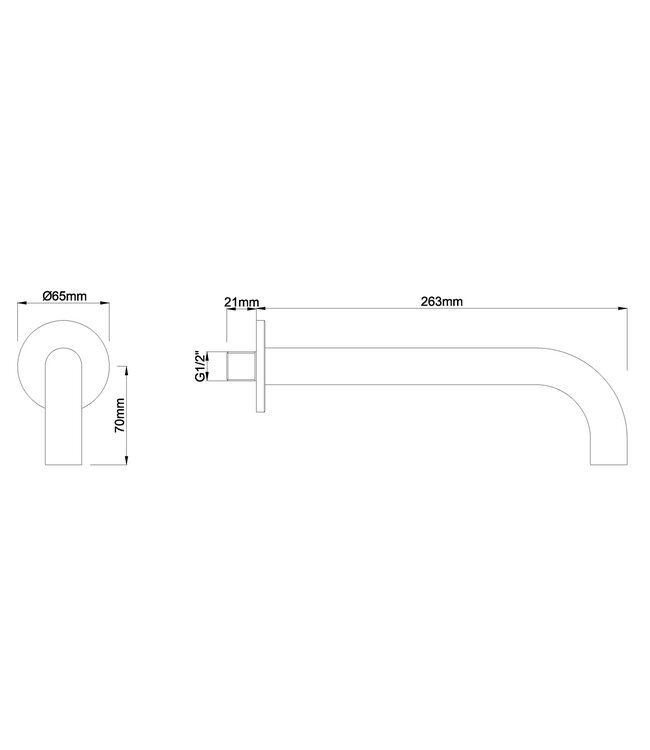 Wiesbaden Caral Inbouw Uitloop Gunmetal 25cm Rond 1/2" - 29.7985