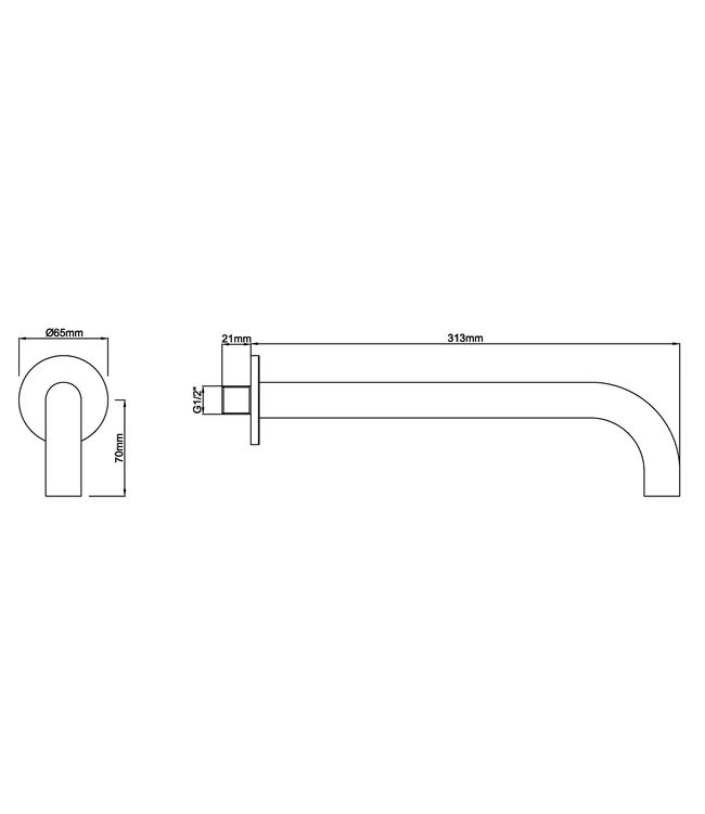 Wiesbaden Caral Inbouw Uitloop Gunmetal 30cm Rond 1/2" - 29.7946