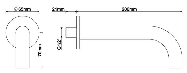 Wiesbaden Caral Inbouw Uitloop Geborsteld koper 20cm Rond 1/2" - 29.6984