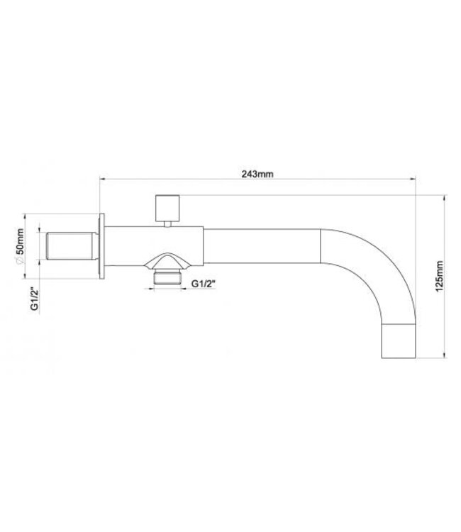 Wiesbaden Caral Inbouw baduitloop met omstel Chroom 23cm - 29.4060